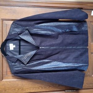 Studio Works Black Microfiber Suede Zip Front Jacket